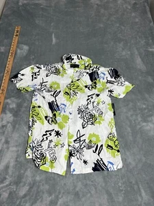No boundaries, men’s Hawaiian short sleeve button down shirt Medium White Green - Picture 1 of 4