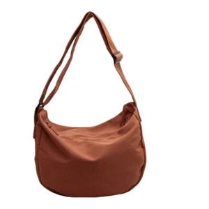 Canvas Shoulder Bag Solid Color Outdoor Travel Bag Unisex Crossbody Bag - Picture 1 of 17