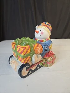 Schneemannschlitten Keksdose. Keramik gebraucht versandkostenfrei - Bild 1 von 7