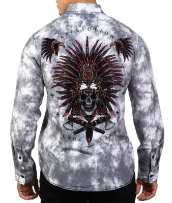 AFFLICTION Men's Black Label BELTON Woven Shirt LARGE -35% OFF RETAIL- NWT - Image 1 of 4