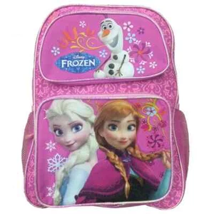 Frozen Elsa Anna 16" School Backpack with Olaf Large Bag -Pink Floral Snowflake - Picture 1 of 2