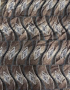 Stafford Herren Krawatte 62 " braun gewellt geometrische Quadrate Seide Italien bedruckt 4" breit - Bild 1 von 8