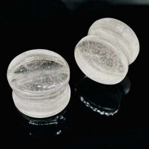 Natural Crystal Quartz Gemstone Handicarft Ear Piercing Plugs Pair Size 8g-54MM - Picture 1 of 10