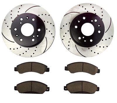 Fit Chevy SILVERADO 1500 GMC SIERRA 1500 Front Drill Brake Rotors & Ceramic Pads - Image 1 of 4