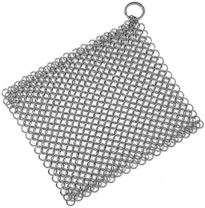 Cast Iron Scrubber 316 Stainless Steel Cast Iron Skillet Cleaner 8"X6" Chainmail - Picture 1 of 12