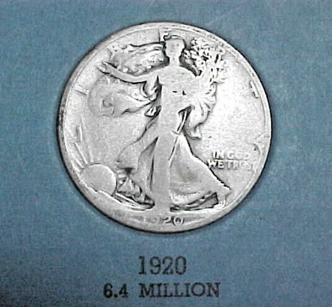 1920 Liberty Walking Silver Half Dollar average circulated coin Cover
