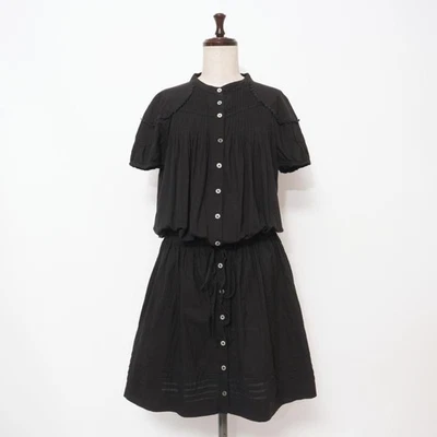 Vestido de algodón Tsumori Chisato Pintuck negro talla 2 37 pulgadas Foto 1 de 4