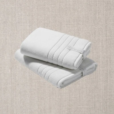 "Lote de 2 toallas de baño Felpinter blancas 30 x 54"" 100 % algodón hechas en Portugal" Foto 1 de 4