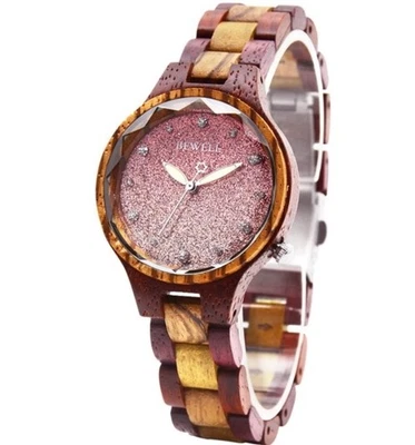 BEWELLWreloj Mujer Madera, Reloj Artesanal Colorido Cuarzo Madera Foto 1 de 3