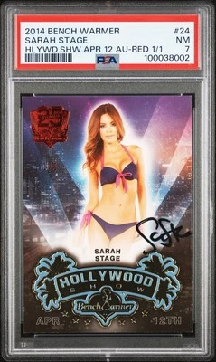2014 Bench Warmer Hollywood Show April 12 #24 Sarah Stage Auto Red 1/1 PSA 7 NM - Image 1 of 3