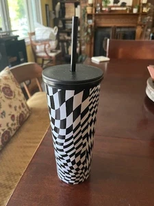 VANS Tall Tumbler Family Exclusive Black White Check Stainless Steel - Picture 1 of 1