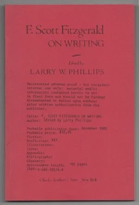 F Scott FITZGERALD, Larry W Phillips / F.SCOTT FITZGERALD ON WRITING #204758 - Imagen 1 de 1