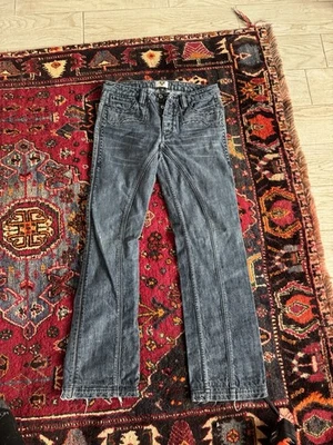 Pantalones de mezclilla antiguos para hombre talla 31 lavado oscuro corte bota/estilo pierna ancha Foto 1 de 4