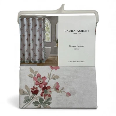 Cortina de chuveiro com babados Laura Ashley Dorrie floral 72x72 100% algodão Cottagecore - Imagem 1 de 4