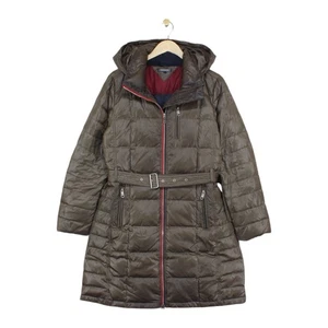 Tommy Hilfiger Parka Down Coat Womens Size L Brown Hooded Full Zip Outdoor - Picture 1 of 14