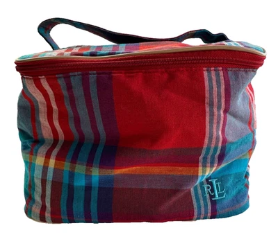 Ralph Lauren изолированный ланч коробка мягкая сумка ретро клетку красный кулер туалетных принадлежностей макияж - Изображение 1 из 4