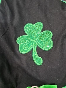St Patrick Bling Clover Black Top Green Sequins Gauze Skirt Pet Puppy Dog Dress - Picture 1 of 2