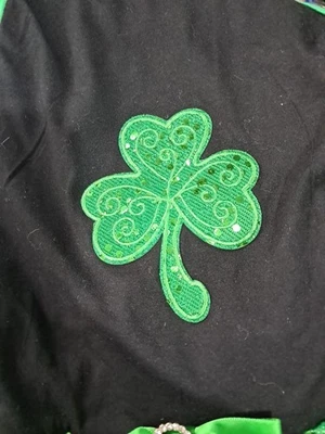 St Patrick Bling Clover Black Top Green Sequins Gauze Skirt Pet Puppy Dog Dress - Image 1 of 2