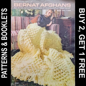 Vtg Bernat Handicrafter #160 Bouquet of Afghans to Knit/Crochet in Berella ©1968 - Picture 1 of 18