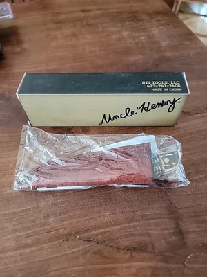 Cuchillo de hoja fija Tío Henry Wolverine 162UH funda de cuero de 3,4" Foto 1 de 4