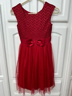 Vestido de Navidad SPEECHLESS USADO EN EXCELENTE ESTADO para niñas, rojo con mucho brillo, talla 10 Foto 1 de 3