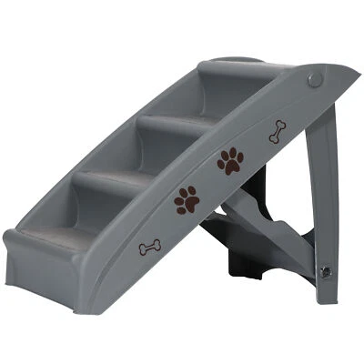 Escaleras plegables para perros escaleras para mascotas para interior/exterior 4 escalones antideslizantes cama alta gris Foto 1 de 4