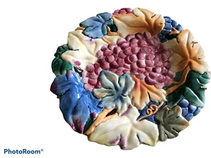 Fitz & Floyd Essentials Grape Vine Grape Cluster Wall Decor Plate 9x9” - Picture 1 of 6