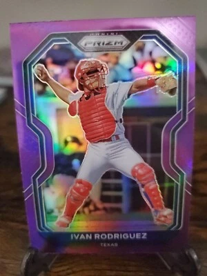 2021 PANINI PRIZM purple Parallel RANGERS IVAN RODRIGUEZ NO. 2 - Image 1 of 2