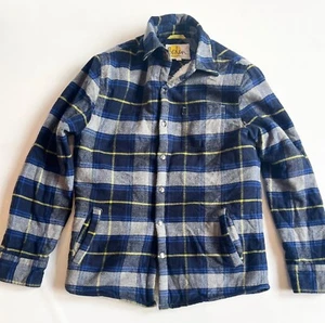 Boys BODEN Blue Gray Plaid Sherpa Fleece Shacket Snap Closure - Picture 1 of 4