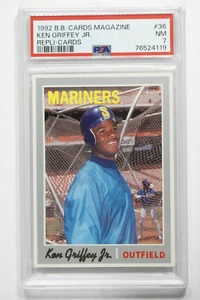 1992 Baseball Cards Magazine Ken Griffey Jr #36 PSA 7 NM Hand Cut - Picture 1 of 2