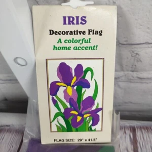 VTG 1994NH Purple Iris Decorative Flag 1994 29x41.5" Spring Flower Easter Garden - Picture 1 of 2