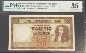 PMG 35 Netherlands 20 Gulden 1945 Pick 76 Very Rare - Picture 1 of 2
