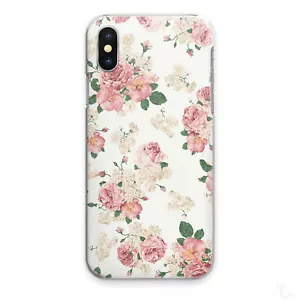 Vintage Floral Print Phone Case For iPhone 13/12/11/XR Pink Flower Hard Cover - Picture 1 of 8