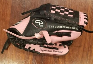 Rawlings 9" PL90PB Youth Black Pink T Ball Mitt Baseball Glove Right Hand Throw - Imagen 1 de 3