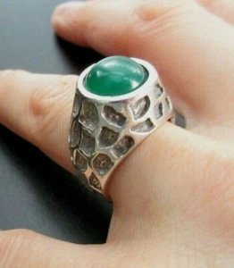 VINTAGE SILVER BRUTALIST MID CENTURY SCANDINAVIAN SIGNED RING US 6 - UK 7-1/2 - Picture 1 of 12