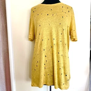 IRO Paris Linen Tee Distressed Clay Top Mustard Oversized Tunic Sold Out L - Picture 1 of 10