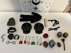 Vintage GI Joe accessories, clothes, dog tags, helmets, stands  lot 1/6