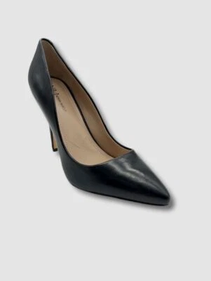 $119 Neiman Marcus 女式黑色 Prestige 尖头皮革浅口鞋 US 8 M — 第 1/4 张图片