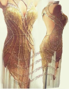 L1426 Baile Rumba Latino/Ritmo Samba Vestido de Baile EE. UU. 6 Color Bronceado - Imagen 1 de 1