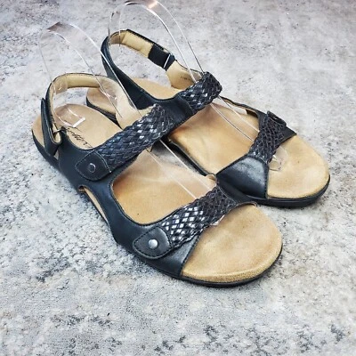 Sandalias de tobillo ajustables negras para mujer Trotters talla 11 Punta abierta Foto 1 de 4