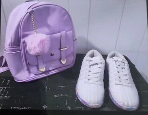 2 X 35 Shoes K-Swiss Girls Sz.1 Tennis White and Unbranded Bag Purple - Picture 1 of 10