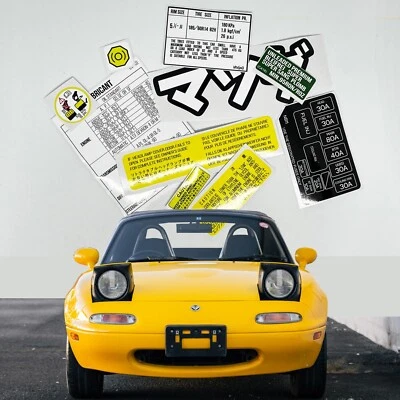 Mazda MX5 NA Restoration Warning Caution Underbonnet Engine Bay Stickers Label - Изображение 1 из 3