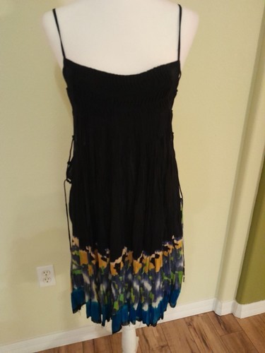 PALM ANGELS Free People Fp One Abito Nero Imperiale Palma Pintuck Stampato S NUOVO