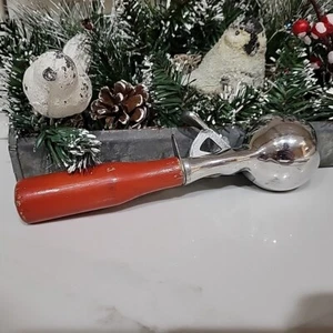 Cuchara retro vintage sin igual helado mango de madera rojo talla 20 - Imagen 1 de 12