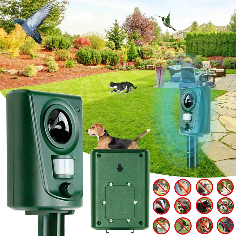 Katzenschreck Mit Solar & Ultraschall | 4 Modi, Bewegungsmelder & Blinklicht | Vertreibt Katzen, Hunde & Wildtiere