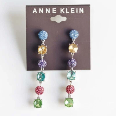 Nuevos pendientes colgantes de cristal Anne Klein de 70 mm regalo elegantes mujeres fiesta vacaciones joyería Foto 1 de 3