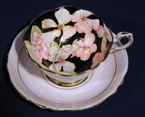 Vintage Paragon Bone China Lilac Geranium Black Lavender Tea Cup and Saucer Set - Picture 1 of 5