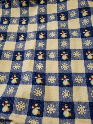 Tela de algodón a cuadros azul muñecos de nieve Joan Messmore Cranston Print Works 1 yarda Foto 1 de 2