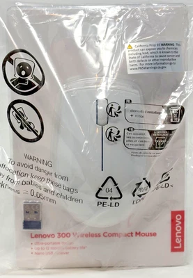 LENOVO 300 Wireless Compact Mouse (Arctic Grey) with Battery & Nano USB Receiver - Image 1 of 4