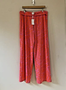 Trina Turk Trellis Schwimmen Überziehen Hose Neu mit Etikett Damen Gr. XL rosa orange weites Bein - Bild 1 von 6